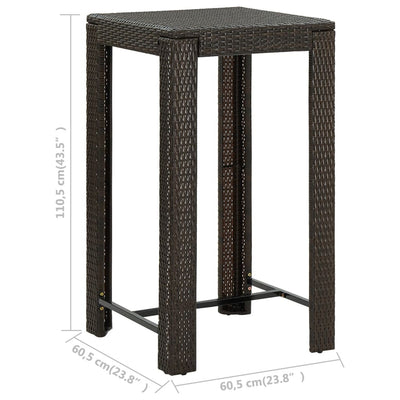 5 Piece Outdoor Bar Set with Armrest Poly Rattan Brown - Payday Deals