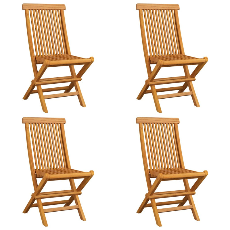 Garden Chairs with Grey Cushions 4 pcs Solid Teak Wood