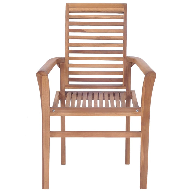 Dining Chairs 2 pcs with Cream Cushions Solid Teak Wood