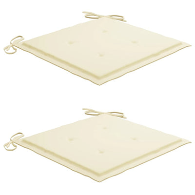 3 Piece Bistro Set with Cream Cushions Solid Teak Wood
