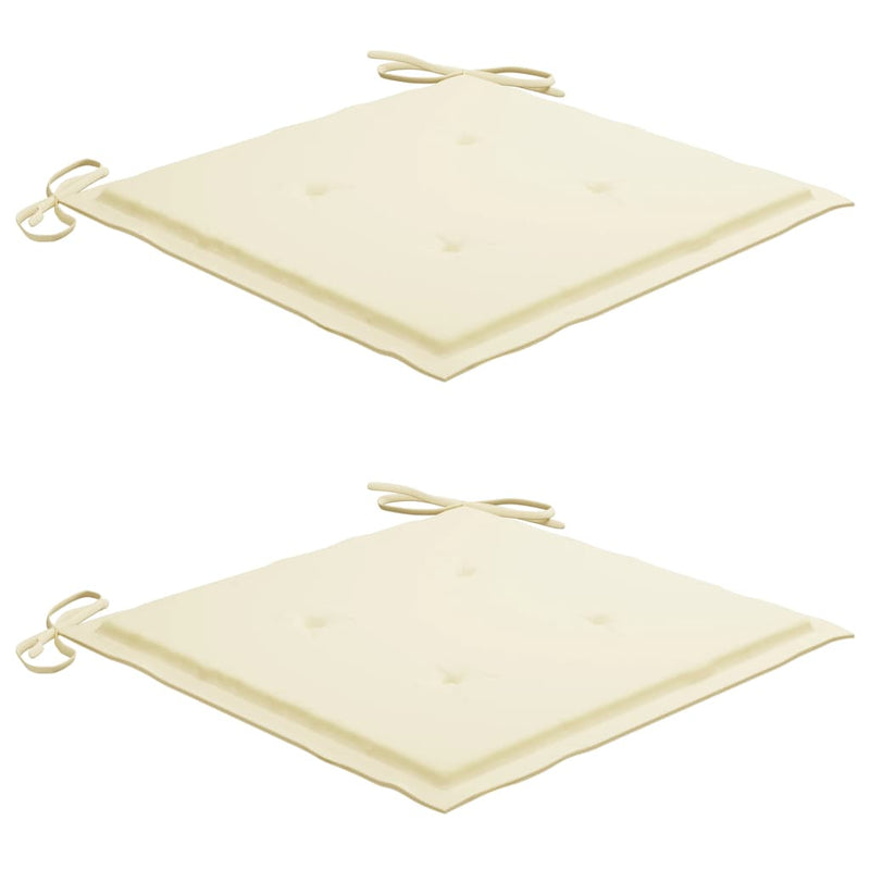 3 Piece Bistro Set with Cream Cushions Solid Teak Wood