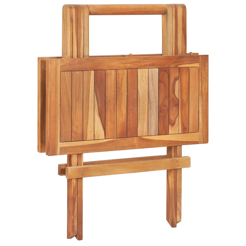 3 Piece Bistro Set with Beige Cushions Solid Teak Wood