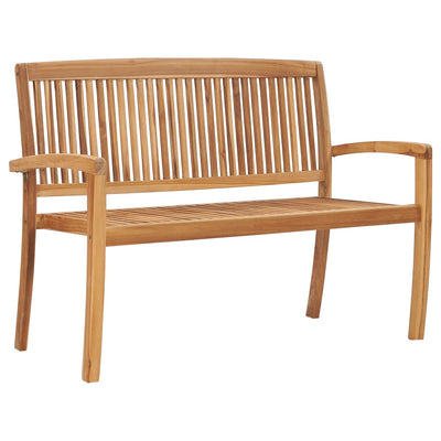 Stacking Garden Bench with Cushion 128.5 cm Solid Teak Wood - Payday Deals