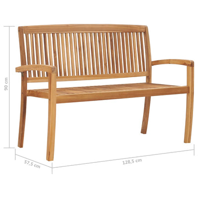 Stacking Garden Bench with Cushion 128.5 cm Solid Teak Wood - Payday Deals
