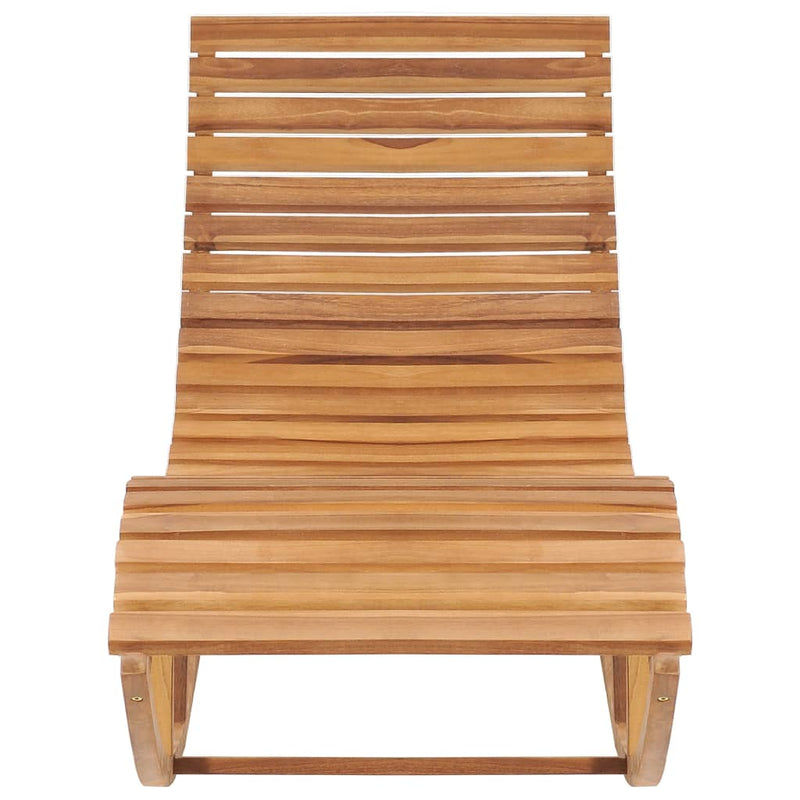 Rocking Sun Lounger with Cushion Solid Teak Wood - Payday Deals