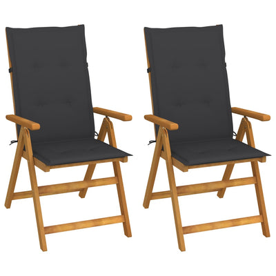 Garden Reclining Chairs 2 pcs with Cushions Solid Acacia Wood - Payday Deals