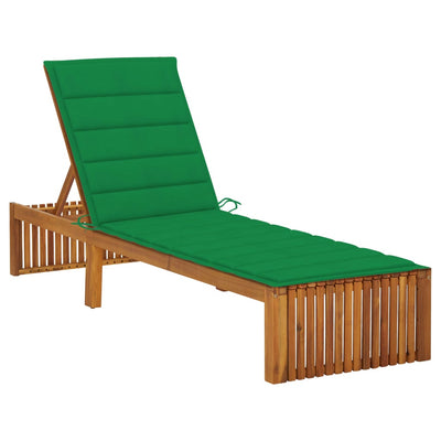 Sun Lounger with Cushion Solid Acacia Wood - Payday Deals
