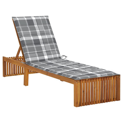 Sun Lounger with Cushion Solid Acacia Wood (310317+314217)