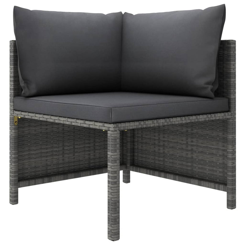 5 Piece Garden Lounge Set with Cushions Poly Rattan Grey - Payday Deals
