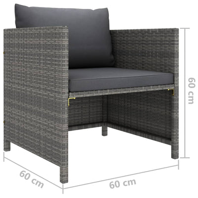 6 Piece Garden Lounge Set with Cushions Poly Rattan Grey - Payday Deals