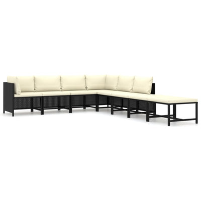 8 Piece Garden Lounge Set with Cushions Poly Rattan Black - Payday Deals