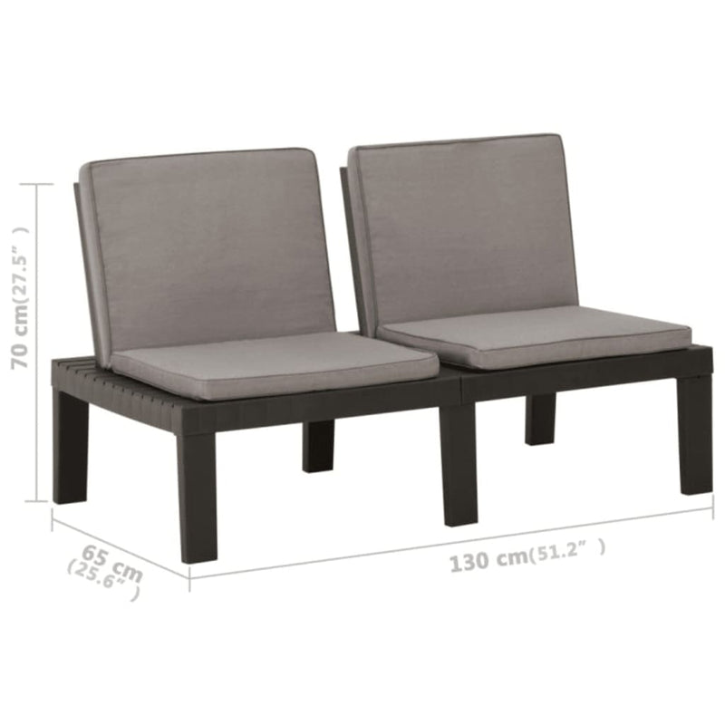 3 Piece Garden Lounge Set with Cushions Plastic Grey - Payday Deals