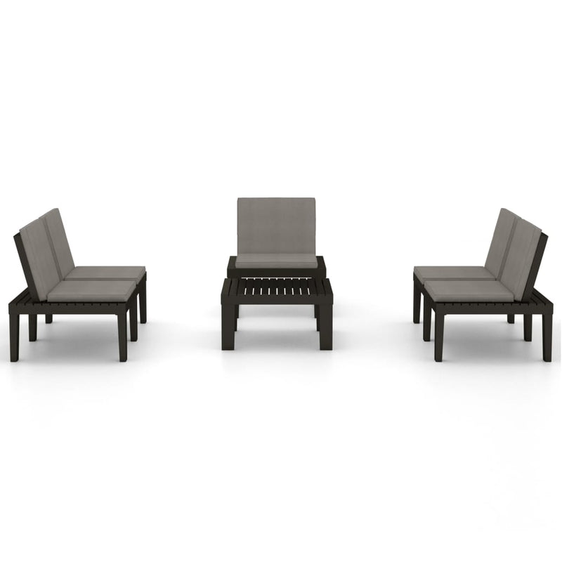 4 Piece Garden Lounge Set with Cushions Plastic Grey - Payday Deals
