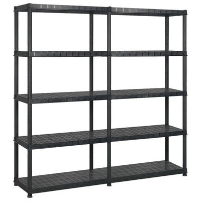 Storage Shelf 5-Tier Black 170x40x185 cm Plastic