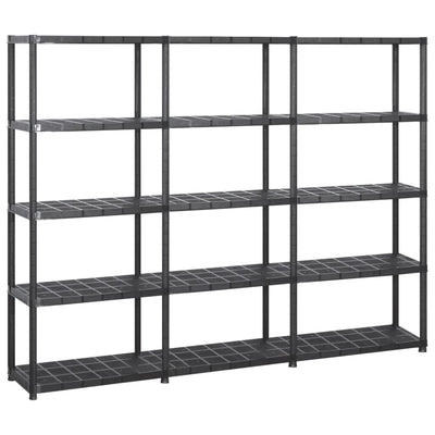 Storage Shelf 5-Tier Black 213x38x170 cm Plastic