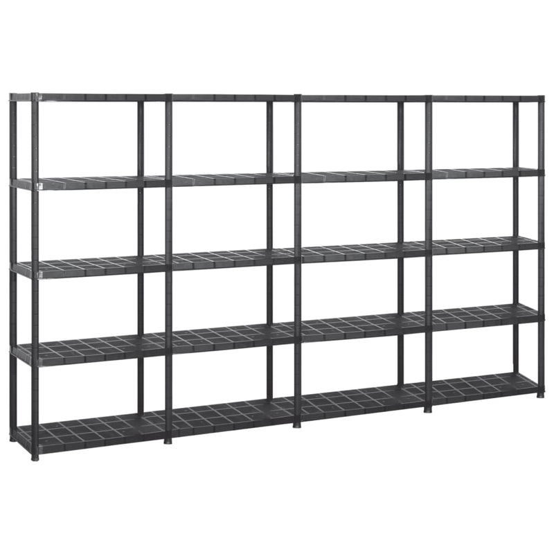 Storage Shelf 5-Tier Black 284x38x170 cm Plastic