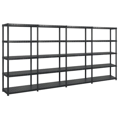 Storage Shelf 5-Tier Black 366x45.7x185 cm Plastic