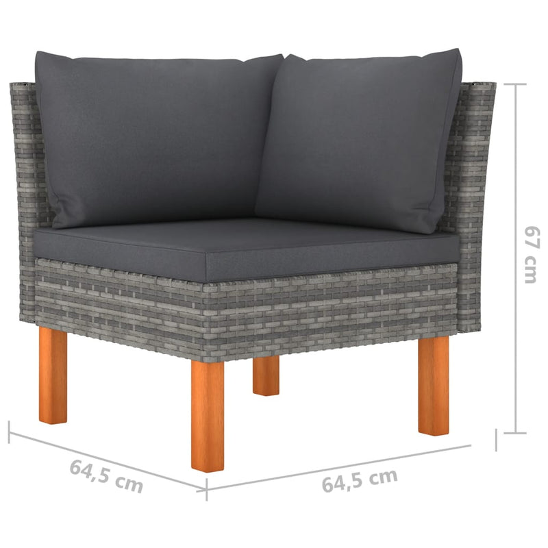 5 Piece Garden Lounge Set with Cushions Poly Rattan Grey - Payday Deals