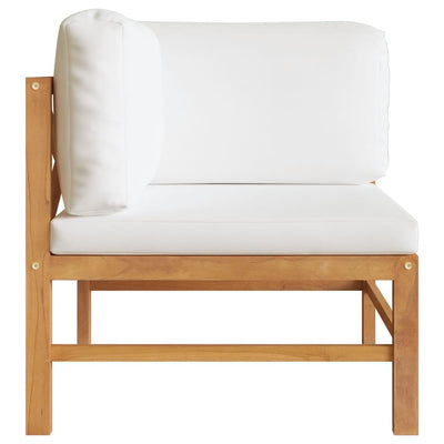 2 Piece Garden Lounge Set with Cream Cushions Teak Wood - Payday Deals