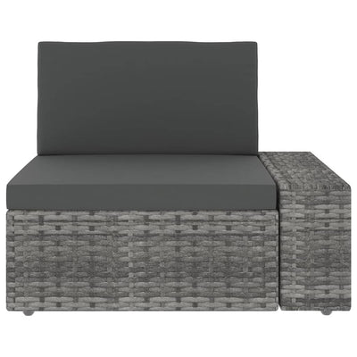 5 Piece Garden Lounge Set with Cushions Grey Poly Rattan