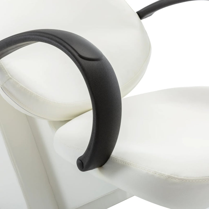 Salon Shampoo Chair with Washbasin White Faux Leather