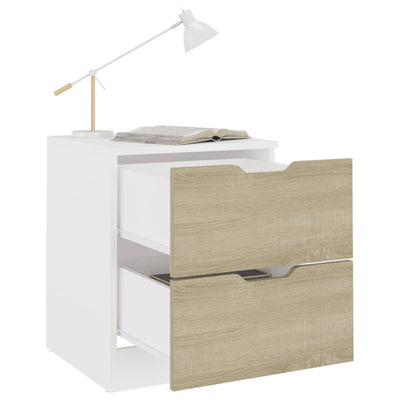 Bedside Cabinets 2 pcs White & Sonoma Oak 40x40x50 cm Engineered Wood