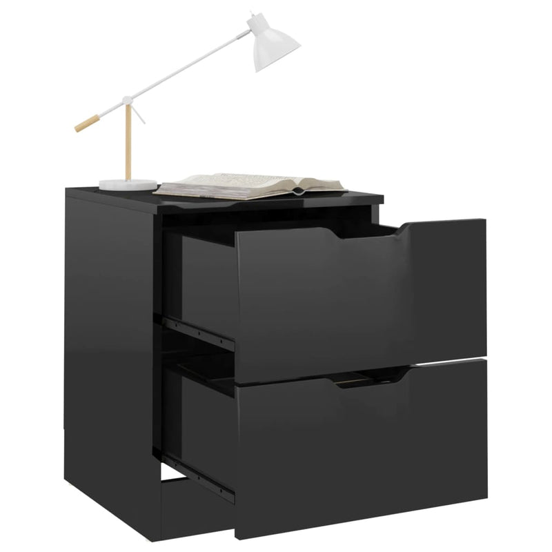 Bedside Cabinet High Gloss Black 40x40x50 cm Engineered Wood