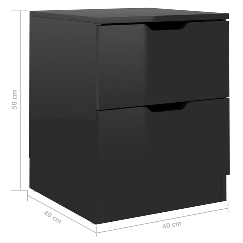 Bedside Cabinet High Gloss Black 40x40x50 cm Engineered Wood