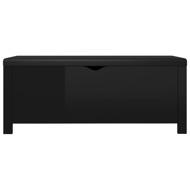 Storage Box with Cushion High Gloss Black 105x40x45 cm Engineered Wood
