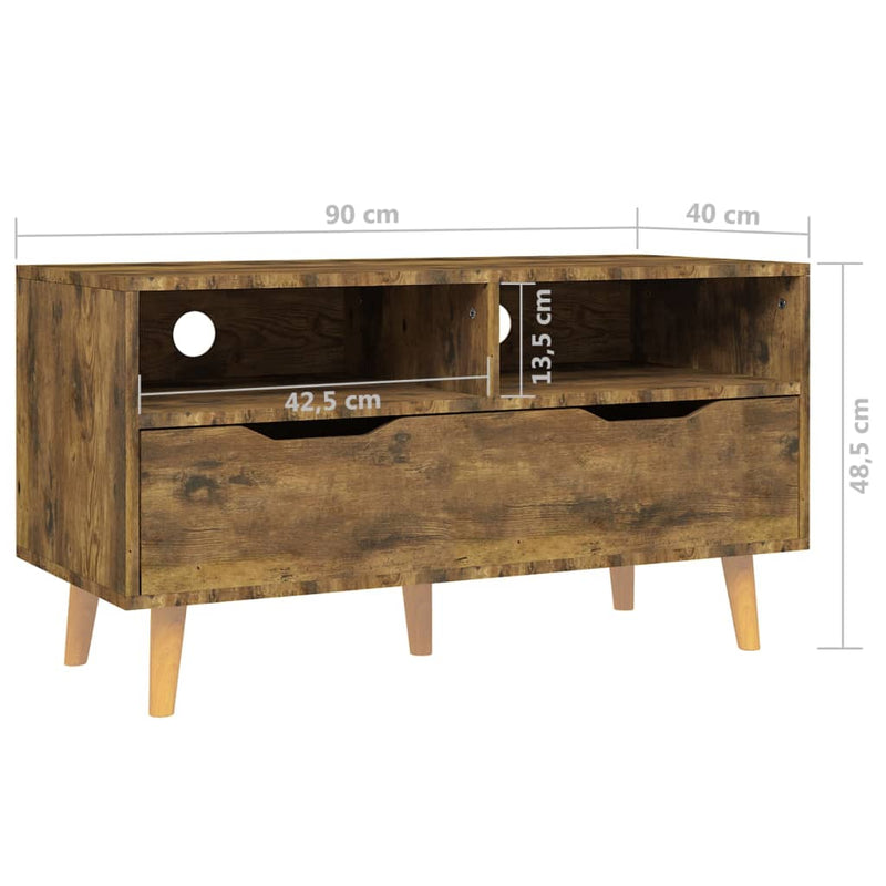 TV Cabinet Smoked Oak 90x40x48.5 cm Engineered Wood