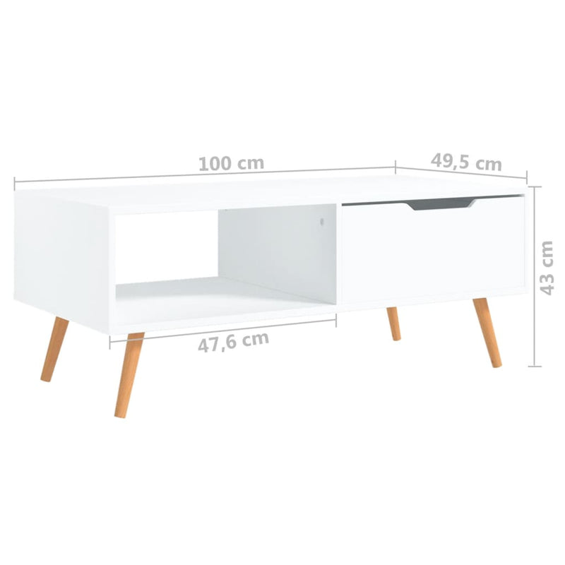Coffee Table White 100x49.5x43 cm Engineered Wood