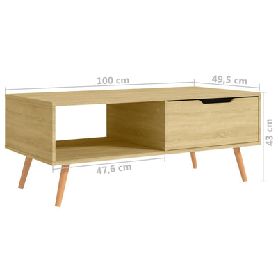 Coffee Table Sonoma Oak 100x49.5x43 cm Engineered Wood