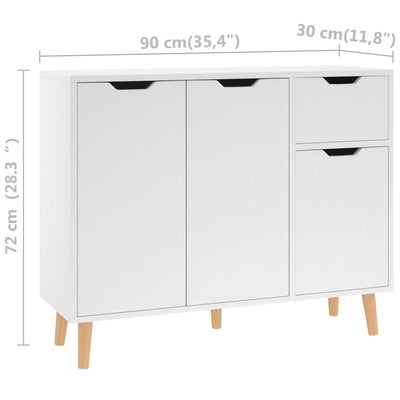 Sideboard White 90x30x72 cm Engineered Wood