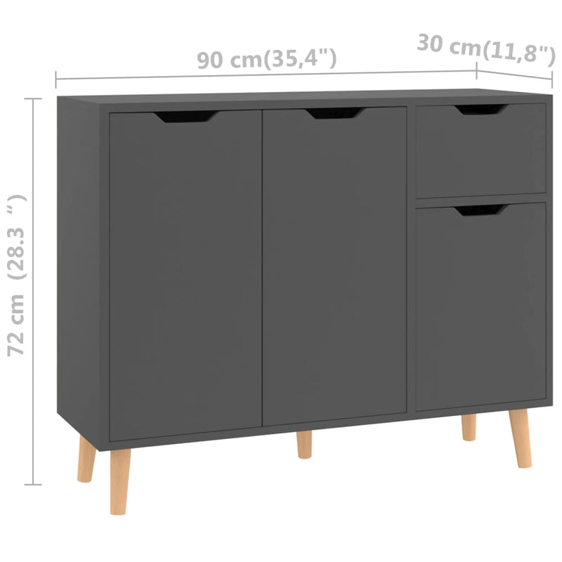 Sideboard Grey 90x30x72 cm Engineered Wood