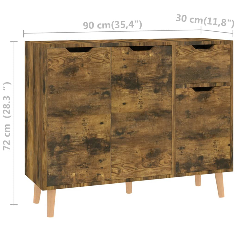 Sideboard Smoked Oak 90x30x72 cm Engineered Wood