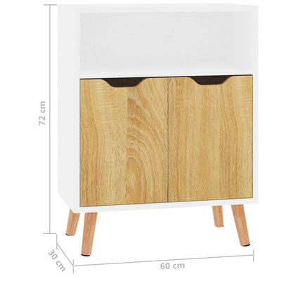 Sideboard White and Sonoma Oak 60x30x72 cm Engineered Wood