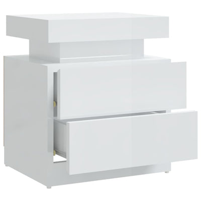 Bedside Cabinet High Gloss White 45x35x52 cm Engineered Wood