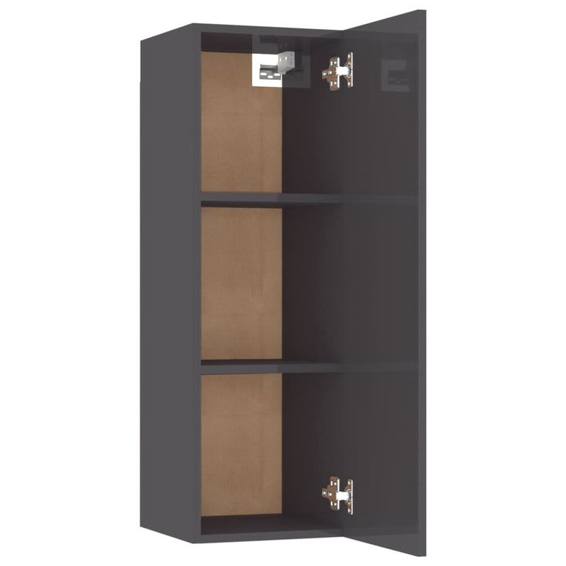 TV Cabinet High Gloss Grey 30.5x30x90 cm Engineered Wood