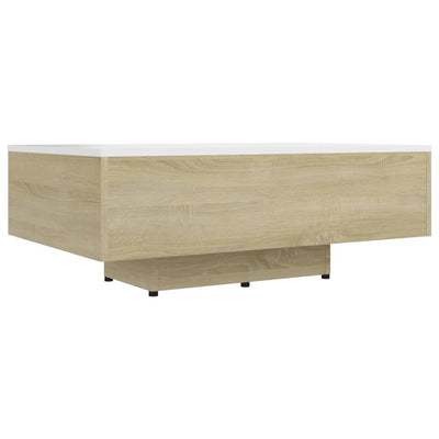 Coffee Table White and Sonoma Oak 85x55x31 cm Engineered Wood