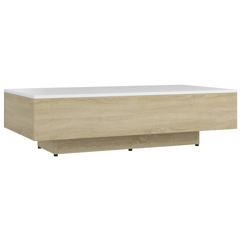 Coffee Table White and Sonoma Oak 115x60x31 cm Engineered Wood