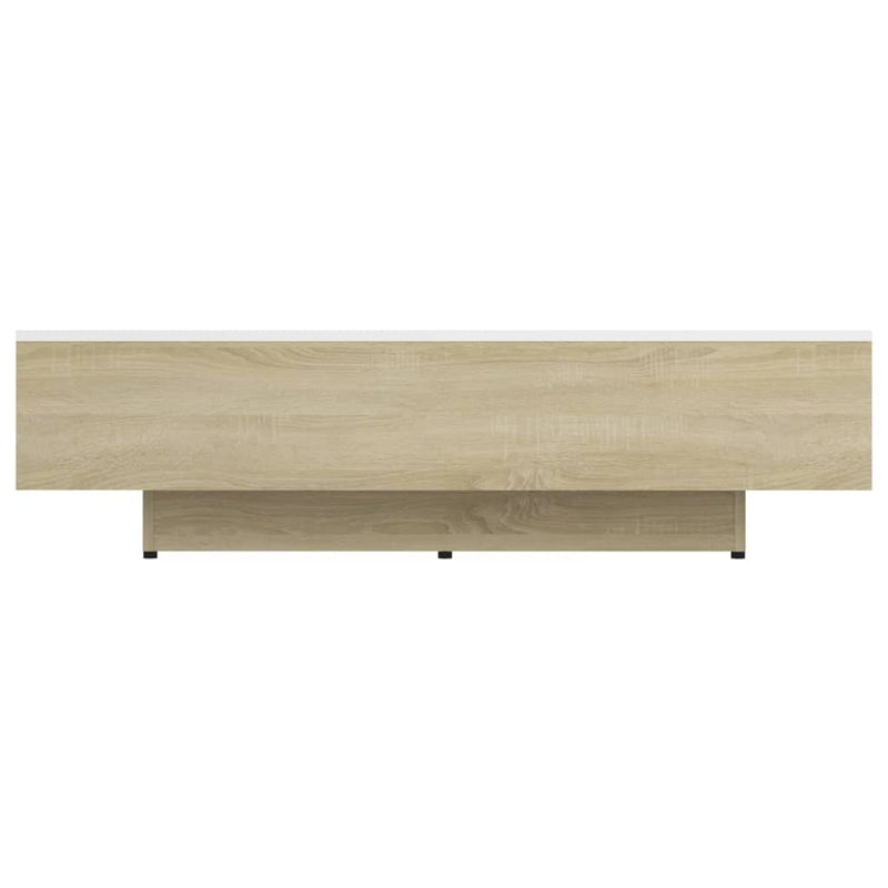 Coffee Table White and Sonoma Oak 115x60x31 cm Engineered Wood