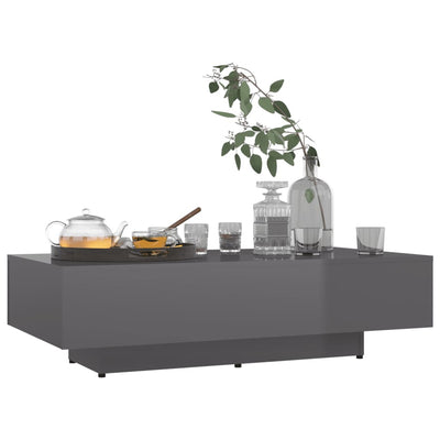 Coffee Table High Gloss Grey 115x60x31 cm Engineered Wood