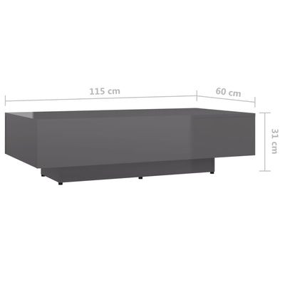 Coffee Table High Gloss Grey 115x60x31 cm Engineered Wood