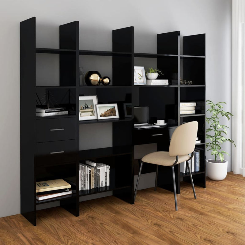 Book Cabinet High Gloss Black 40x35x180 cm Chipboard