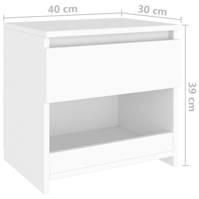 Bedside Cabinet White 40x30x39 cm Engineered Wood