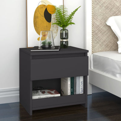 Bedside Cabinet Grey 40x30x39 cm Engineered Wood