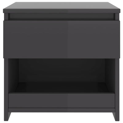 Bedside Cabinet High Gloss Grey 40x30x39 cm Chipboard
