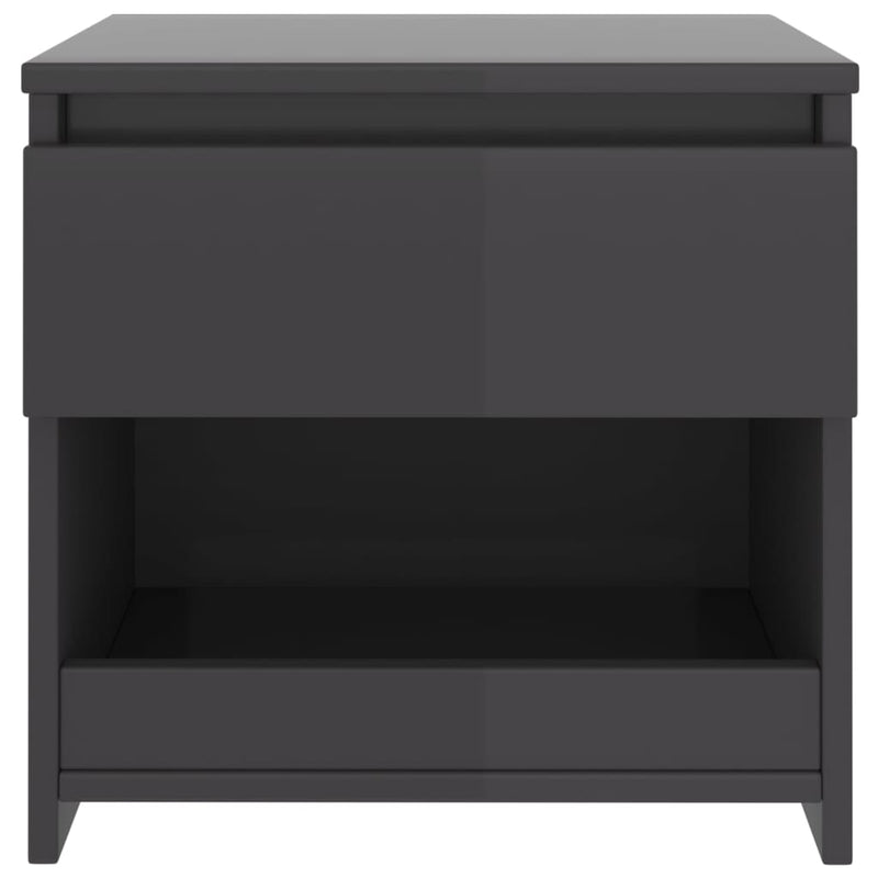 Bedside Cabinet High Gloss Grey 40x30x39 cm Chipboard