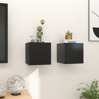 Wall Mounted TV Cabinets 2 pcs Black 30.5x30x30 cm