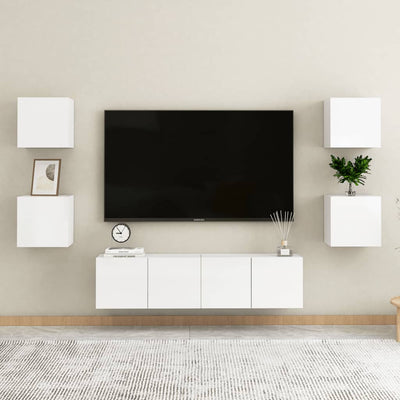 Wall Mounted TV Cabinet High Gloss White 30.5x30x30 cm